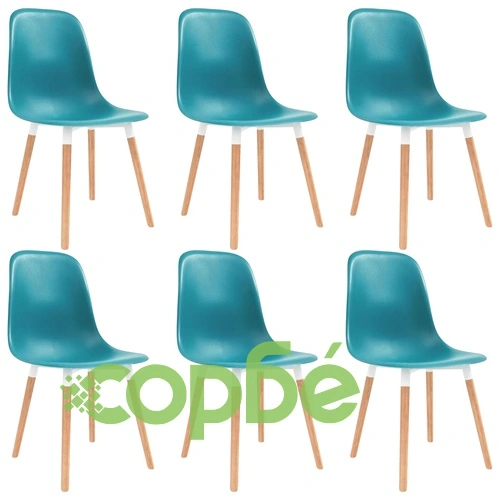 Трапезни столове, 6 бр, тюркоаз, пластмаса ➤ топ цена ➤ sorbe.bg