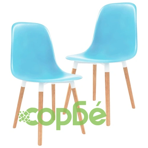 Трапезни столове, 2 бр, сини, пластмаса ➤ топ цена ➤ sorbe.bg