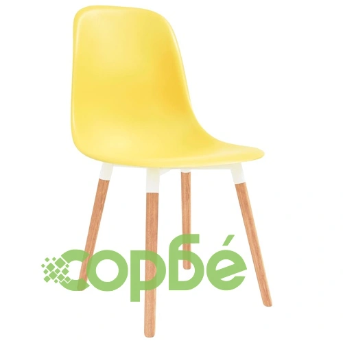 Трапезни столове, 4 бр, жълти, пластмаса ➤ топ цена ➤ sorbe.bg