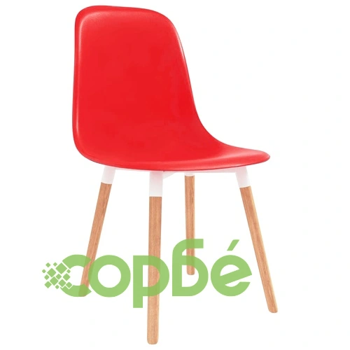 Трапезни столове, 4 бр, червени, пластмаса ➤ топ цена ➤ sorbe.bg
