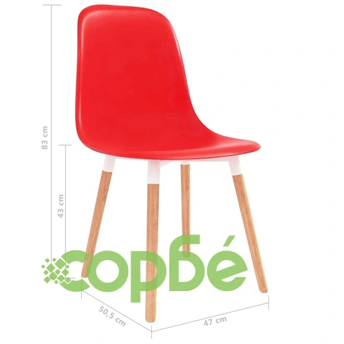 Трапезни столове, 4 бр, червени, пластмаса ➤ топ цена ➤ sorbe.bg