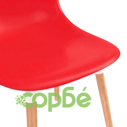 Трапезни столове, 6 бр, червени, пластмаса ➤ топ цена ➤ sorbe.bg