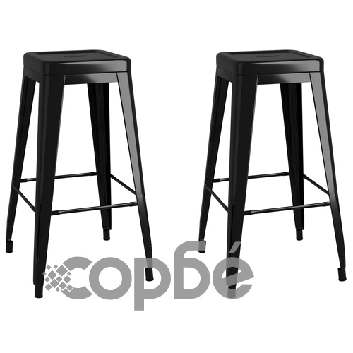 Бар табуретки, 2 бр, черни, метал ➤ топ цена ➤ sorbe.bg