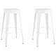 Бар табуретки, стифиращи, 2 бр, бели, метал