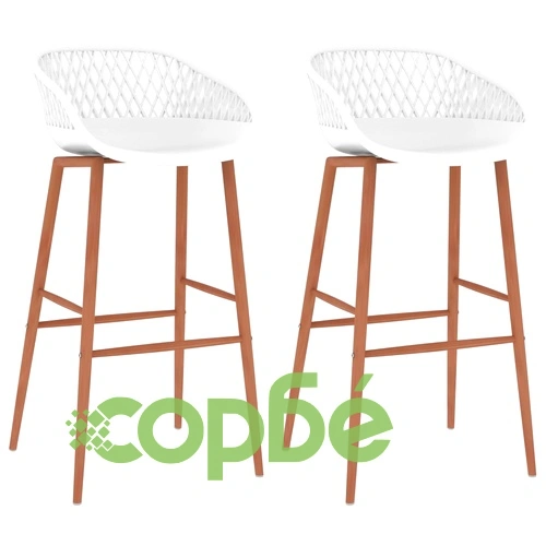 Бар столове, 2 бр, бели ➤ топ цена ➤ sorbe.bg