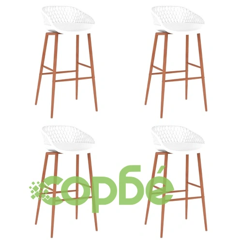 Бар табуретки, 4 бр, бели ➤ топ цена ➤ sorbe.bg