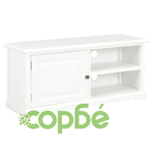 ТВ шкаф, бял, 90x30x40 cм, дърво ➤ топ цена ➤ sorbe.bg