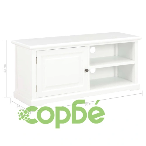 ТВ шкаф, бял, 90x30x40 cм, дърво ➤ топ цена ➤ sorbe.bg