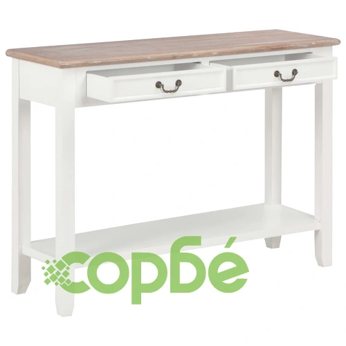 Конзолна маса, бяла, 110x35x80 cм, дърво ➤ топ цена ➤ sorbe.bg