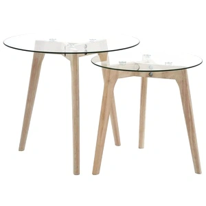 Комплект странични маси, 2 бр, закалено стъкло