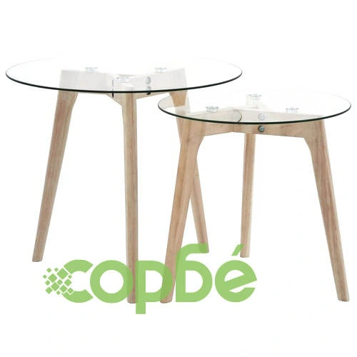 Комплект странични маси, 2 бр, закалено стъкло ➤ топ цена ➤ sorbe.bg