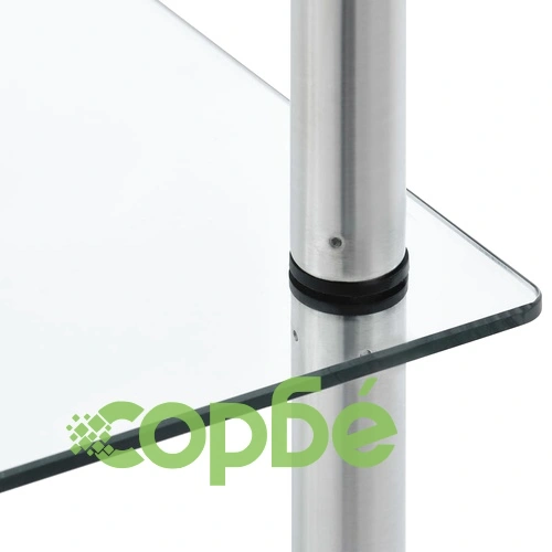 Етажерка с 6 рафта, прозрачна, 40x40x160 см, закалено стъкло ➤ топ цена ➤ sorbe.bg