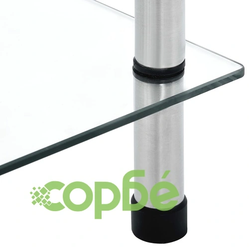 Етажерка с 6 рафта, прозрачна, 40x40x160 см, закалено стъкло ➤ топ цена ➤ sorbe.bg