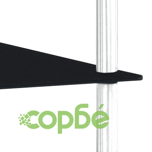 2-етажен рафт, черен, 40x40x47 см, закалено стъкло ➤ топ цена ➤ sorbe.bg