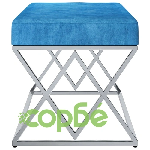 Пейка, 97 см, синьо кадифе и неръждаема стомана ➤ топ цена ➤ sorbe.bg