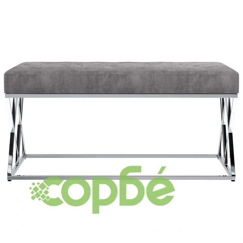 Пейка, 97 см, сиво кадифе и неръждаема стомана ➤ топ цена ➤ sorbe.bg