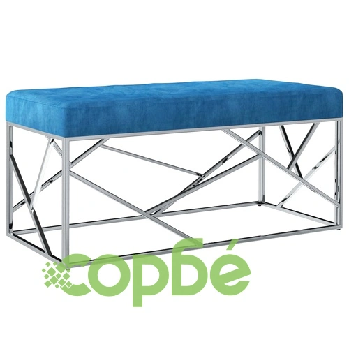 Пейка, 97 см, синьо кадифе и неръждаема стомана ➤ топ цена ➤ sorbe.bg