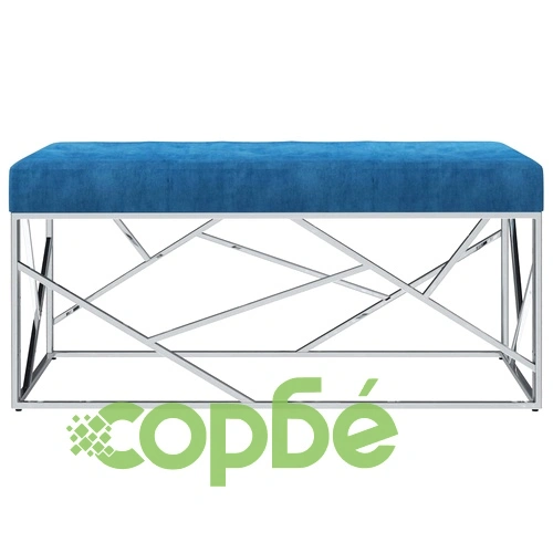 Пейка, 97 см, синьо кадифе и неръждаема стомана ➤ топ цена ➤ sorbe.bg