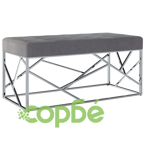 Пейка, 97 см, сиво кадифе и неръждаема стомана ➤ топ цена ➤ sorbe.bg