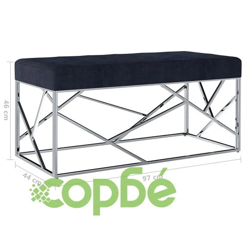 Пейка, 97 см, черно кадифе и неръждаема стомана ➤ топ цена ➤ sorbe.bg