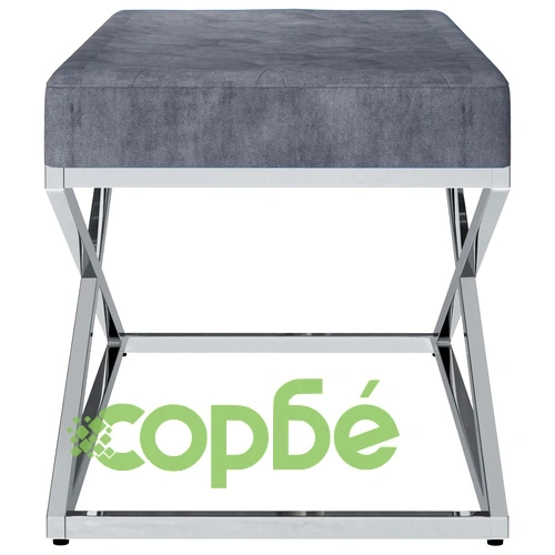 Пейка, 97 см, сиво кадифе и неръждаема стомана ➤ топ цена ➤ sorbe.bg