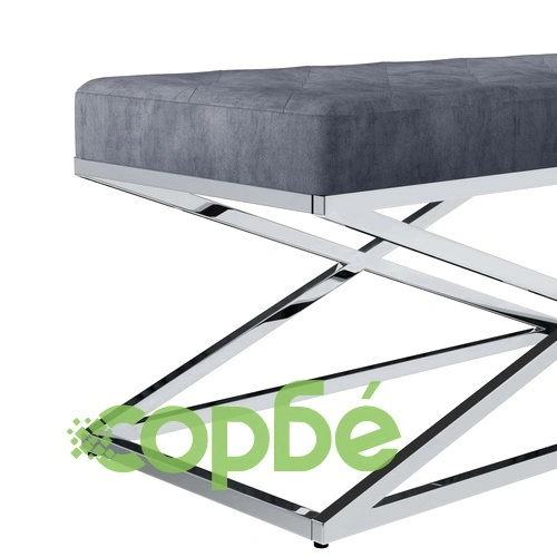 Пейка, 97 см, сиво кадифе и неръждаема стомана ➤ топ цена ➤ sorbe.bg