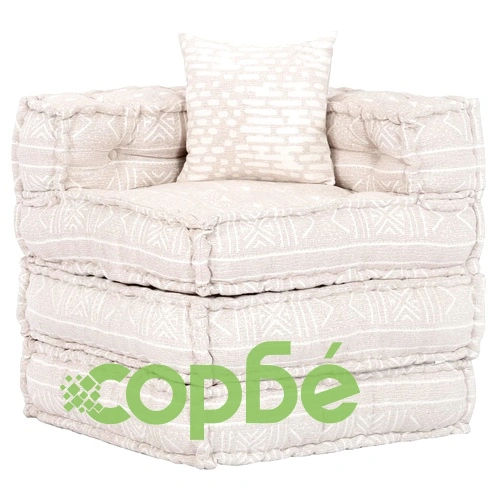 2-местен модулен пуф, бежов, текстил ➤ топ цена ➤ sorbe.bg