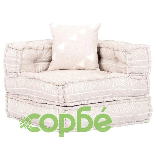 2-местен модулен пуф, бежов, текстил ➤ топ цена ➤ sorbe.bg