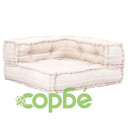 2-местен модулен пуф, бежов, текстил ➤ топ цена ➤ sorbe.bg