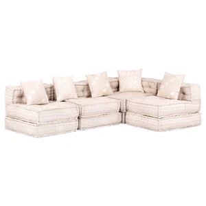 4-местен модулен пуф, бежов, текстил