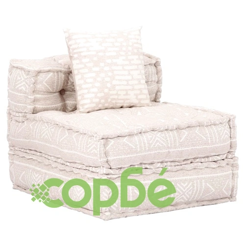 4-местен модулен пуф, бежов, текстил ➤ топ цена ➤ sorbe.bg