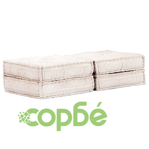 2-местен модулен пуф, бежов, текстил ➤ топ цена ➤ sorbe.bg