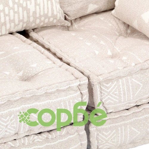 2-местен модулен пуф, бежов, текстил ➤ топ цена ➤ sorbe.bg