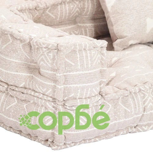 2-местен модулен пуф, бежов, текстил ➤ топ цена ➤ sorbe.bg