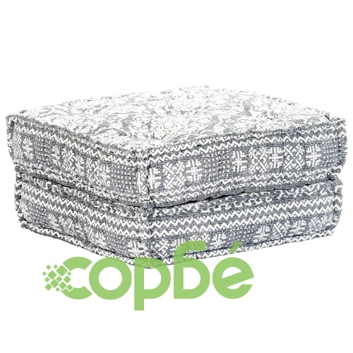 2-местен модулен пуф, светлосив, текстил ➤ топ цена ➤ sorbe.bg