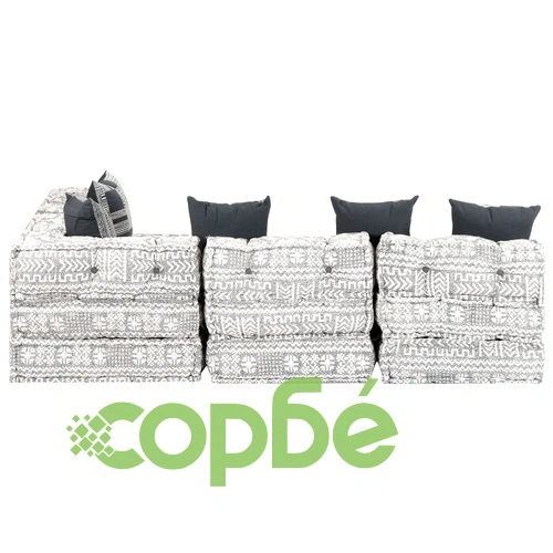 4-местен модулен пуф, светлосив, текстил ➤ топ цена ➤ sorbe.bg