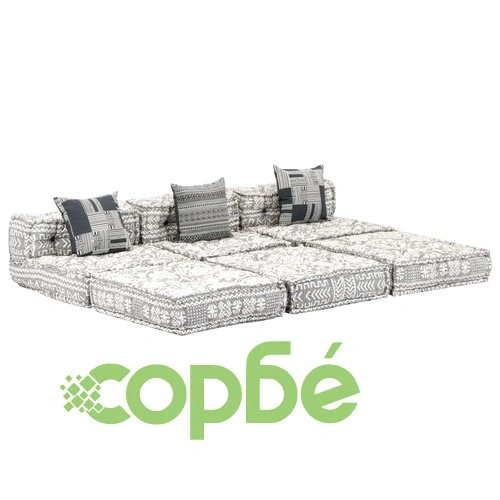 3-местен модулен пуф, светлосив, текстил ➤ топ цена ➤ sorbe.bg