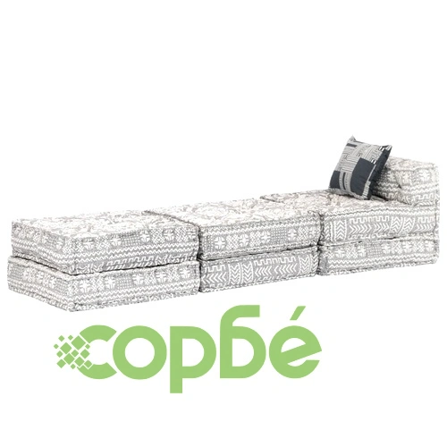 3-местен модулен пуф, светлосив, текстил ➤ топ цена ➤ sorbe.bg