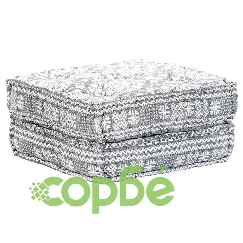 2-местен модулен пуф, светлосив, текстил ➤ топ цена ➤ sorbe.bg