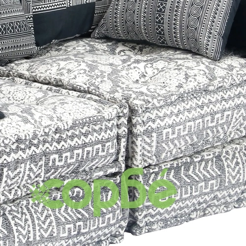 2-местен модулен пуф, светлосив, текстил ➤ топ цена ➤ sorbe.bg