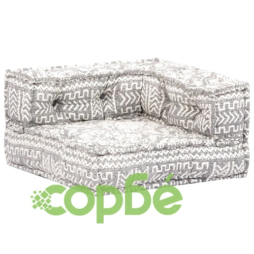 2-местен модулен пуф, светлосив, текстил ➤ топ цена ➤ sorbe.bg