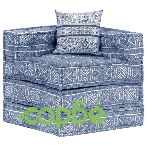 3-местен модулен пуф, индиго, текстил ➤ топ цена ➤ sorbe.bg