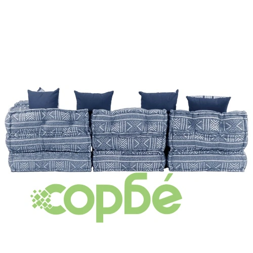 4-местен модулен пуф, индиго, текстил ➤ топ цена ➤ sorbe.bg