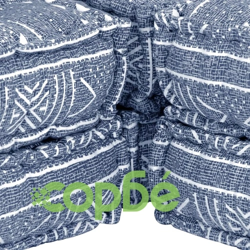 4-местен модулен пуф, индиго, текстил ➤ топ цена ➤ sorbe.bg