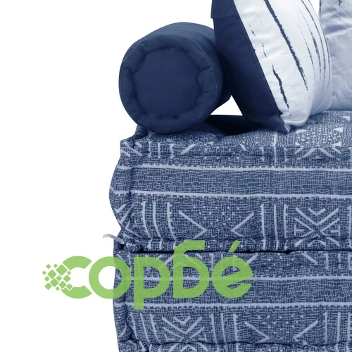 2-местен модулен пуф, индиго, текстил ➤ топ цена ➤ sorbe.bg