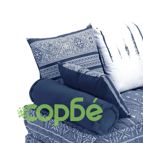 2-местен модулен пуф, индиго, текстил ➤ топ цена ➤ sorbe.bg