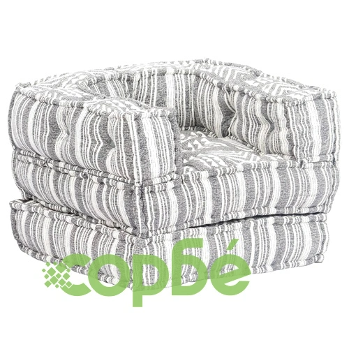 Модулен пуф, сиви ивици, текстил ➤ топ цена ➤ sorbe.bg