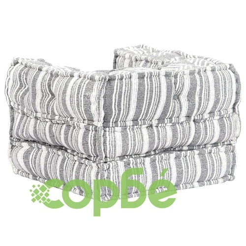 Модулен пуф, сиви ивици, текстил ➤ топ цена ➤ sorbe.bg