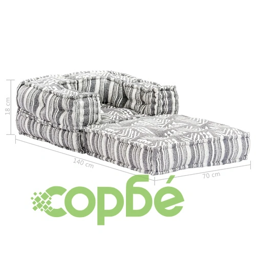 Модулен пуф, сиви ивици, текстил ➤ топ цена ➤ sorbe.bg