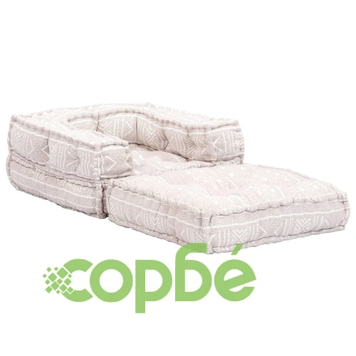 Единичен модулен пуф, бежов, плат ➤ топ цена ➤ sorbe.bg